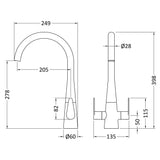 Nuie Samir Dual Lever Kitchen Mixer Tap Brushed Brass KSA805DL LD