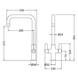 Nuie Kosi Dual Lever Kitchen Mixer Tap Brushed Nickel KSI605DL LD