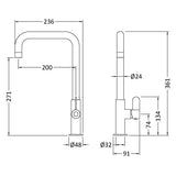 Nuie Kosi Single Lever Kitchen Mixer Tap Brushed Brass KSI805SL LD