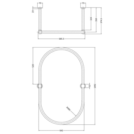 Nuie Shower Ring 683 x 374 x 1092mm LDA010 LD