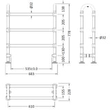 Hudson Reed Adelaide Heated Towel Rail H780 x W685mm Chrome LDR009 LD