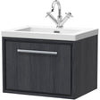 Hudson Reed Lille 600mm Wall Hung 1 Drawer Vanity Unit & Basin Graphite Grey LIL2222L