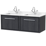 Hudson Reed Lille 1200mm Wall Hung Double Vanity Unit & Basin, 2 Drawers Graphite Grey LIL2222WS2