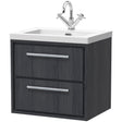 Hudson Reed Lille 600mm Wall Hung 2 Drawer Vanity Unit & Basin Graphite Grey LIL2224L