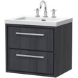 Hudson Reed Lille 600mm Wall Hung 2 Drawer Vanity Unit & Basin Graphite Grey LIL2224M