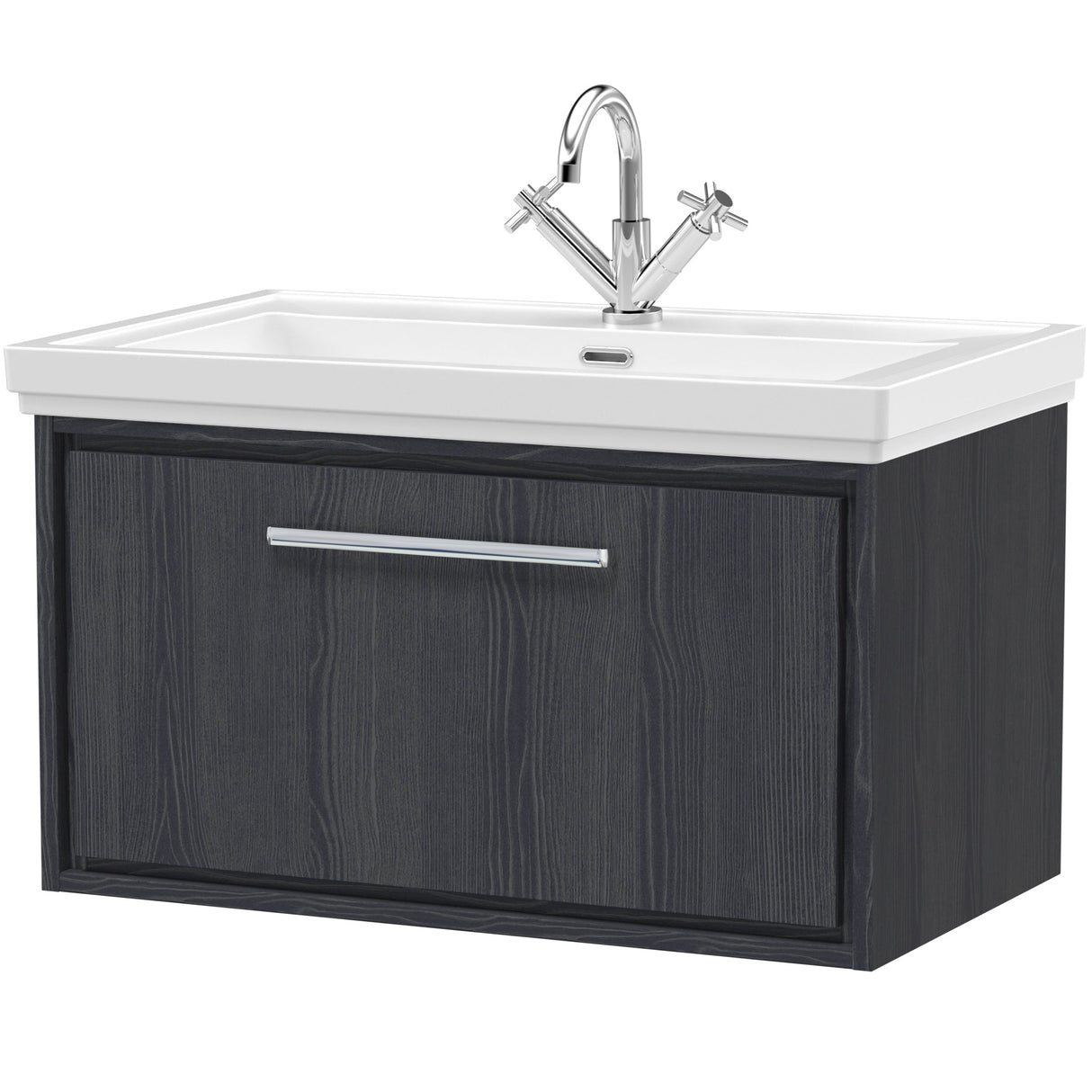 Hudson Reed Lille 800mm Wall Hung 1 Drawer Vanity Unit & Basin Graphite Grey LIL2225A