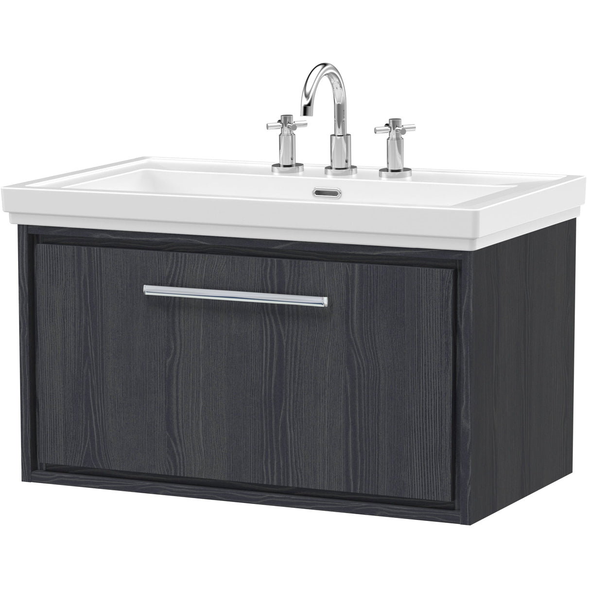 Hudson Reed Lille 800mm Wall Hung 1 Drawer Vanity Unit & Basin Graphite Grey LIL2225B