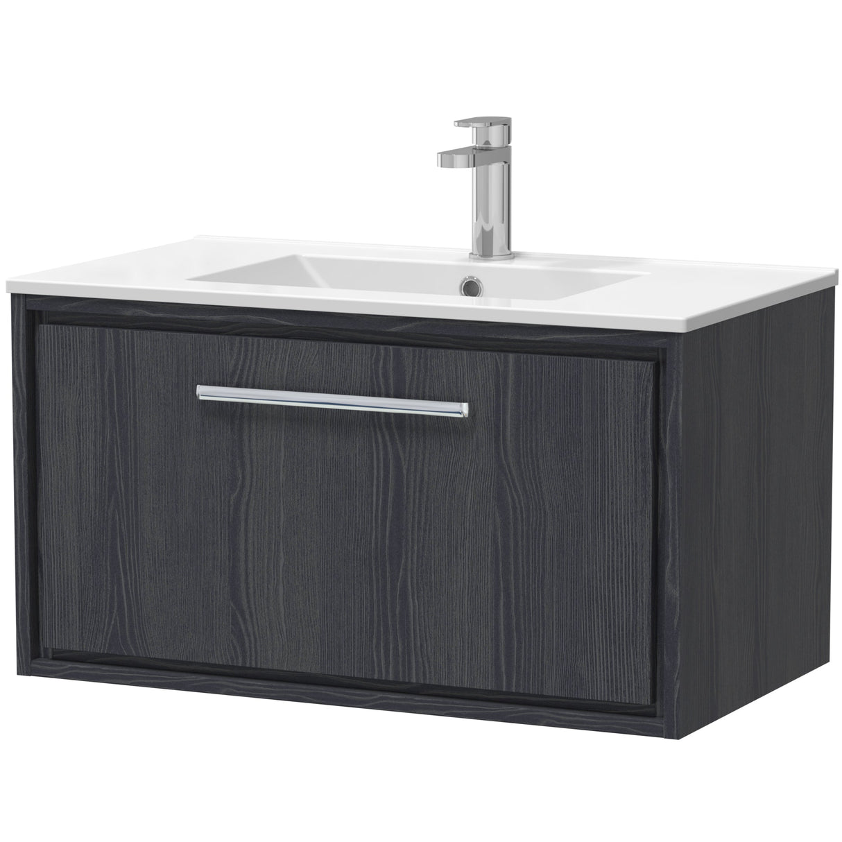 Hudson Reed Lille 800mm Wall Hung 1 Drawer Vanity Unit & Basin Graphite Grey LIL2225C