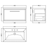 Hudson Reed Lille 800mm Wall Hung 1 Drawer Vanity Unit & Basin Graphite Grey LIL2225M LD