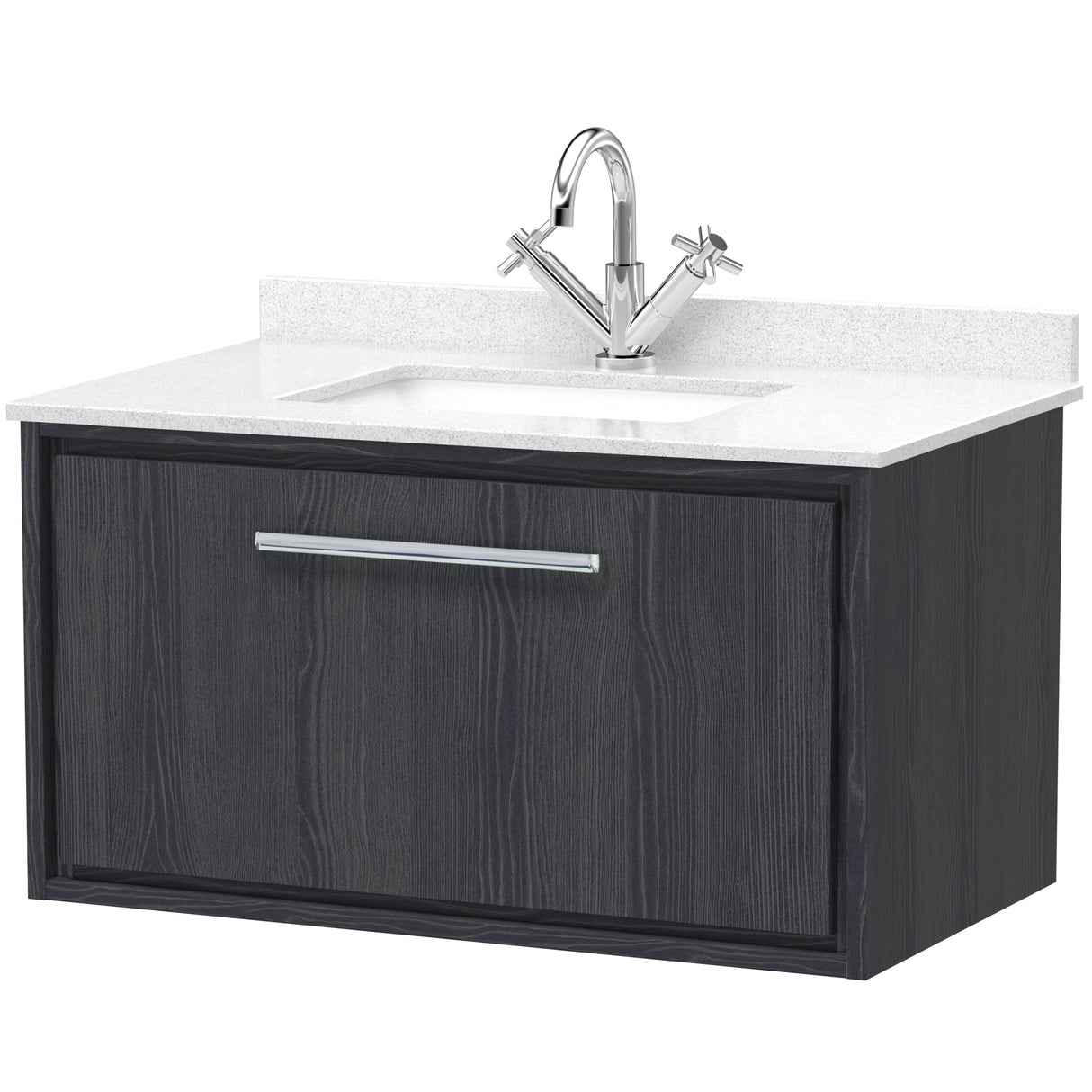 Hudson Reed Lille 800mm Wall Hung 1 Drawer Vanity Unit & Basin Graphite Grey LIL2225WS1