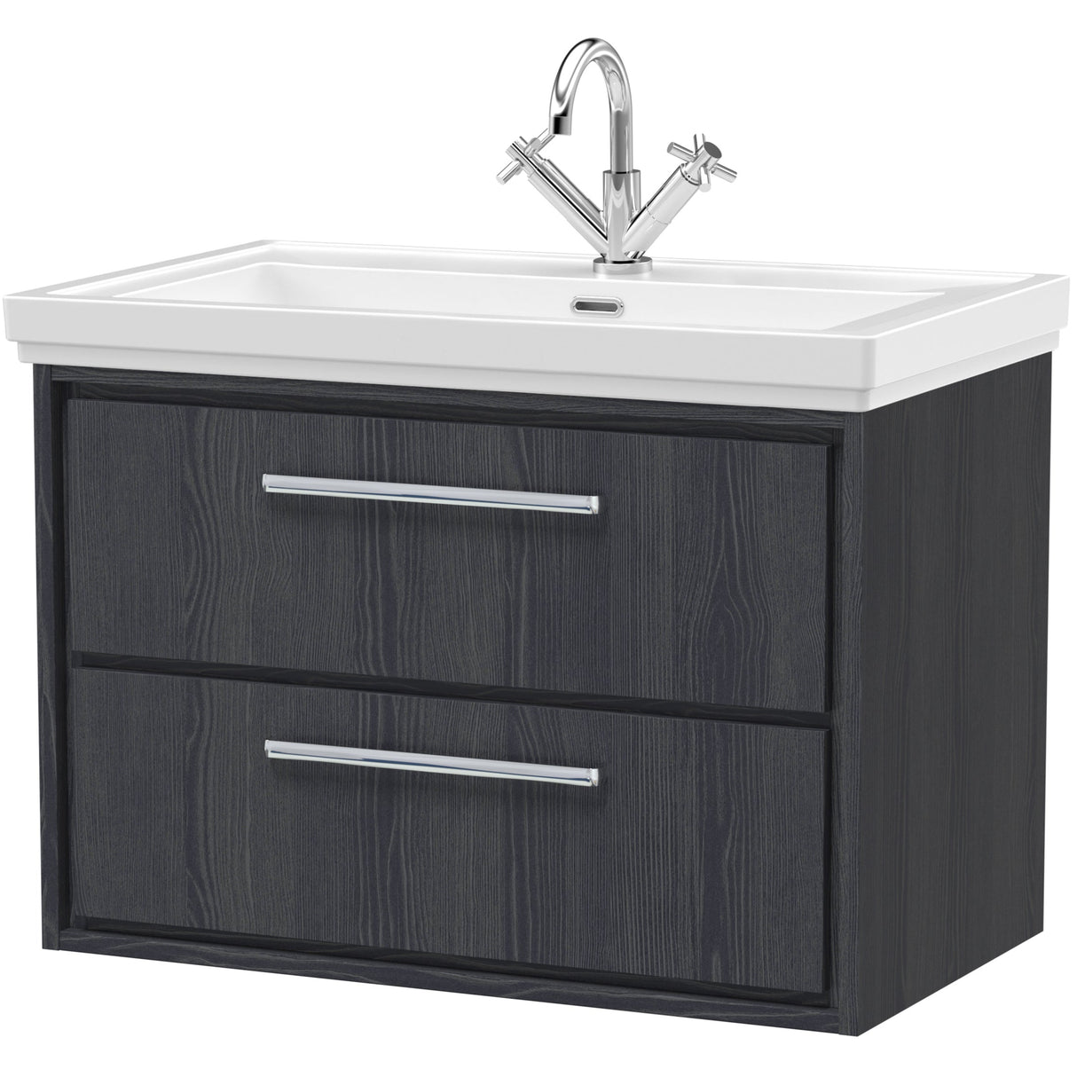 Hudson Reed Lille 800mm Wall Hung 2 Drawer Vanity Unit & Basin Graphite Grey LIL2226A