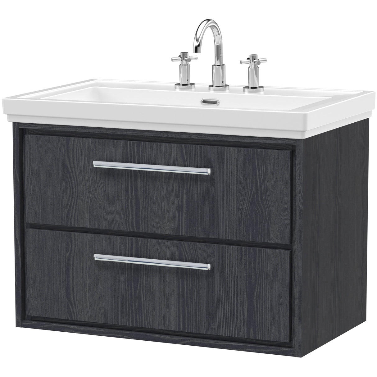 Hudson Reed Lille 800mm Wall Hung 2 Drawer Vanity Unit & Basin Graphite Grey LIL2226B