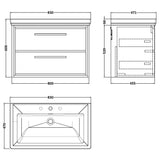 Hudson Reed Lille 800mm Wall Hung 2 Drawer Vanity Unit & Basin Graphite Grey LIL2226B LD