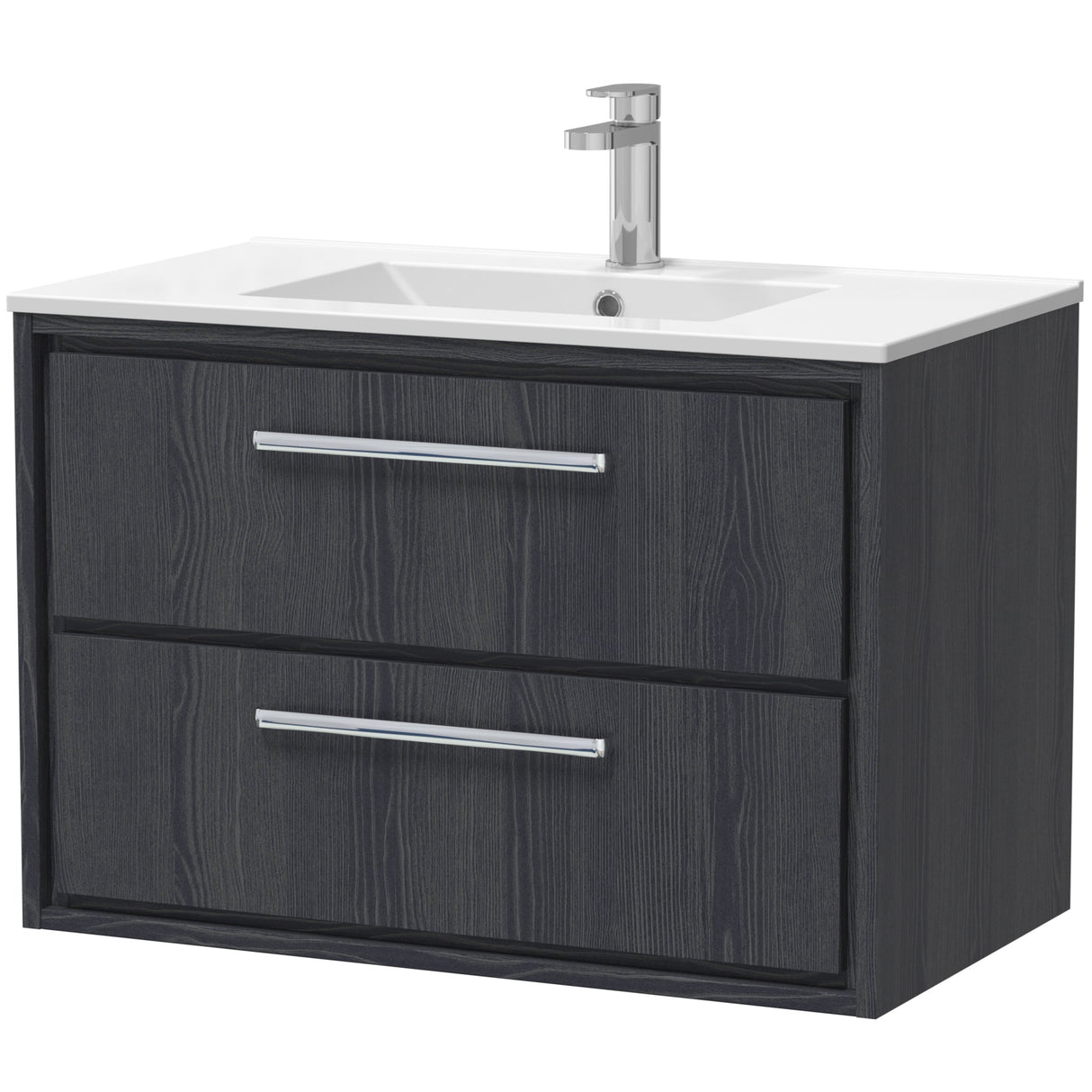 Hudson Reed Lille 800mm Wall Hung 2 Drawer Vanity Unit & Basin Graphite Grey LIL2226C