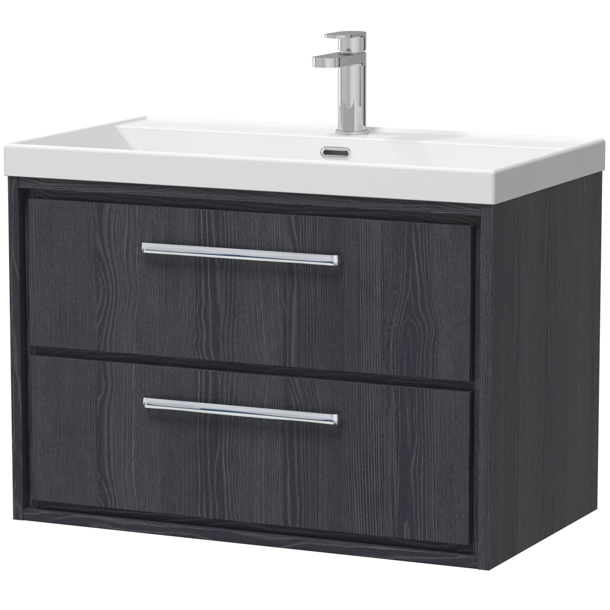Hudson Reed Lille 800mm Wall Hung 2 Drawer Vanity Unit & Basin Graphite Grey LIL2226E