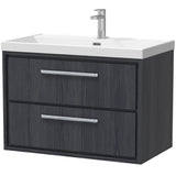 Hudson Reed Lille 800mm Wall Hung 2 Drawer Vanity Unit & Basin Graphite Grey LIL2226E