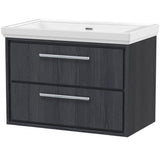 Hudson Reed Lille 800mm Wall Hung 2 Drawer Vanity Unit & Basin Graphite Grey LIL2226H