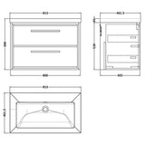 Hudson Reed Lille 800mm Wall Hung 2 Drawer Vanity Unit & Basin Graphite Grey LIL2226K LD