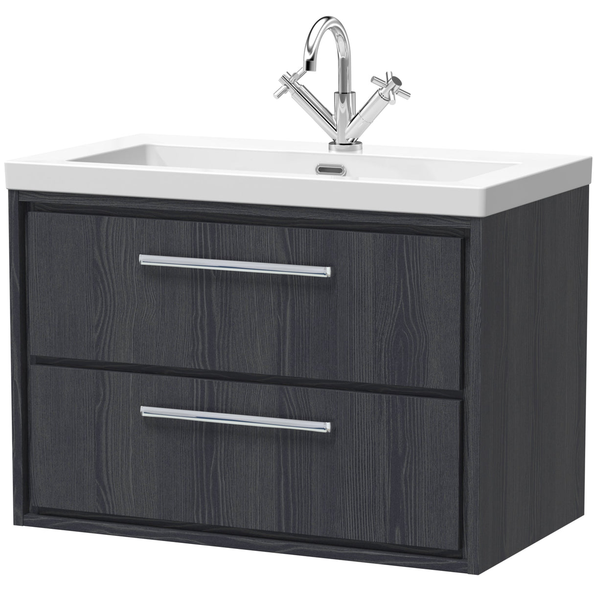 Hudson Reed Lille 800mm Wall Hung 2 Drawer Vanity Unit & Basin Graphite Grey LIL2226L