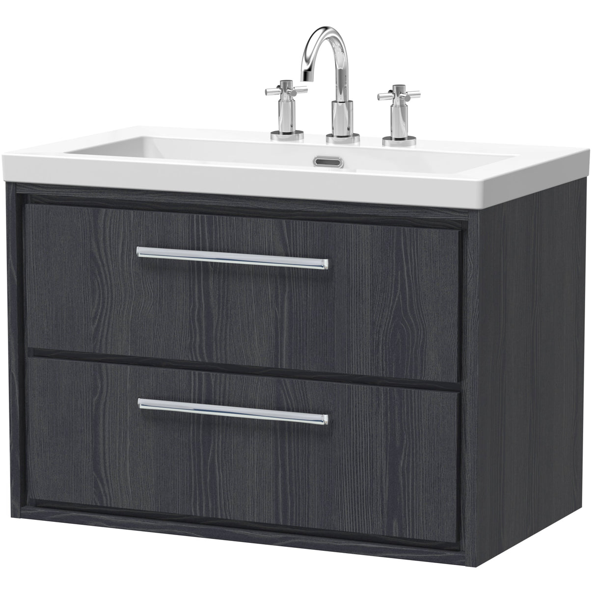 Hudson Reed Lille 800mm Wall Hung 2 Drawer Vanity Unit & Basin Graphite Grey LIL2226M