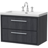 Hudson Reed Lille 800mm Wall Hung 2 Drawer Vanity Unit & Basin Graphite Grey LIL2226M