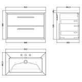 Hudson Reed Lille 800mm Wall Hung 2 Drawer Vanity Unit & Basin Graphite Grey LIL2226M LD