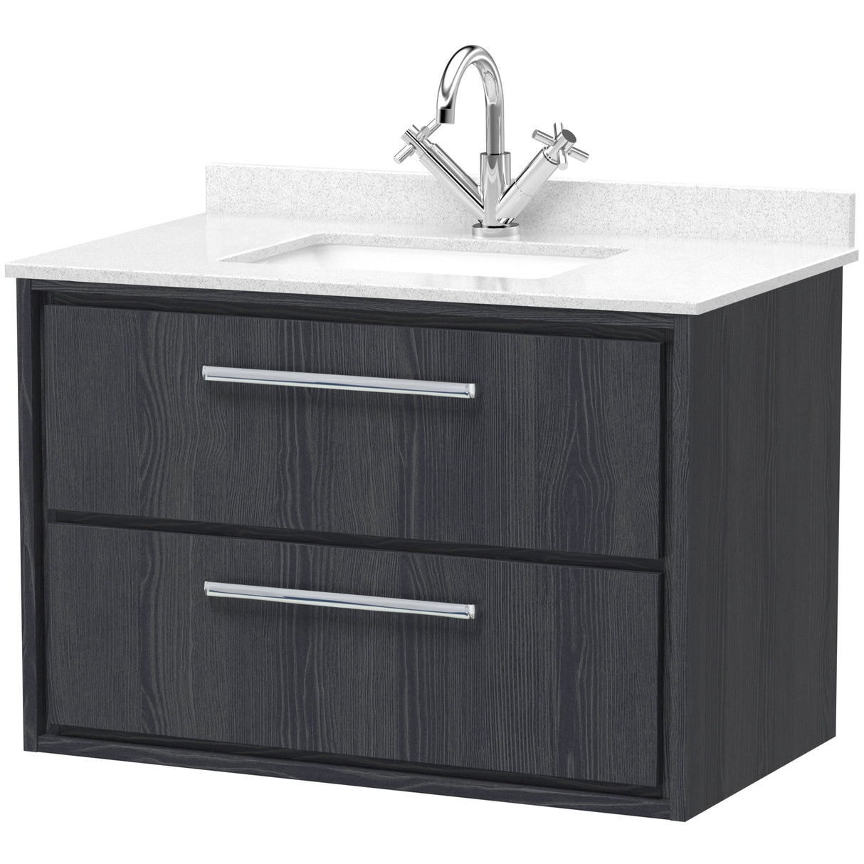 Hudson Reed Lille 800mm Wall Hung 2 Drawer Vanity Unit & Basin Graphite Grey LIL2226WS1