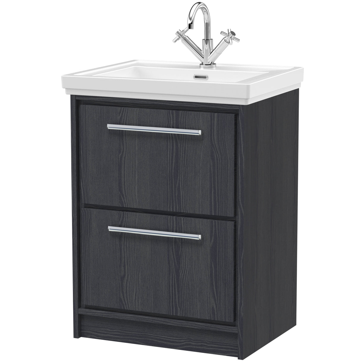 Hudson Reed Lille 600mm Freestanding 2 Drawer Vanity Unit & Basin Graphite Grey LIL2233A