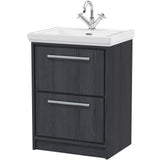 Hudson Reed Lille 600mm Freestanding 2 Drawer Vanity Unit & Basin Graphite Grey LIL2233A