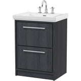 Hudson Reed Lille 600mm Freestanding 2 Drawer Vanity Unit & Basin Graphite Grey LIL2233B