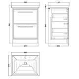 Hudson Reed Lille 600mm Freestanding 2 Drawer Vanity Unit & Basin Graphite Grey LIL2233B LD