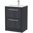 Hudson Reed Lille 600mm Freestanding 2 Drawer Vanity Unit & Basin Graphite Grey LIL2233C