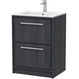 Hudson Reed Lille 600mm Freestanding 2 Drawer Vanity Unit & Basin Graphite Grey LIL2233C