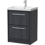 Hudson Reed Lille 600mm Freestanding 2 Drawer Vanity Unit & Basin Graphite Grey LIL2233E