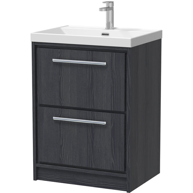 Hudson Reed Lille 600mm Freestanding 2 Drawer Vanity Unit & Basin Graphite Grey LIL2233E