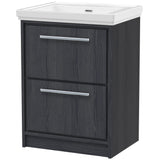 Hudson Reed Lille 600mm Freestanding 2 Drawer Vanity Unit & Basin Graphite Grey LIL2233H