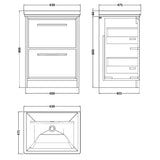 Hudson Reed Lille 600mm Freestanding 2 Drawer Vanity Unit & Basin