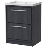 Hudson Reed Lille 600mm Freestanding 2 Drawer Vanity Unit & Basin Graphite Grey LIL2233K