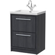 Hudson Reed Lille 600mm Freestanding 2 Drawer Vanity Unit & Basin Graphite Grey LIL2233L