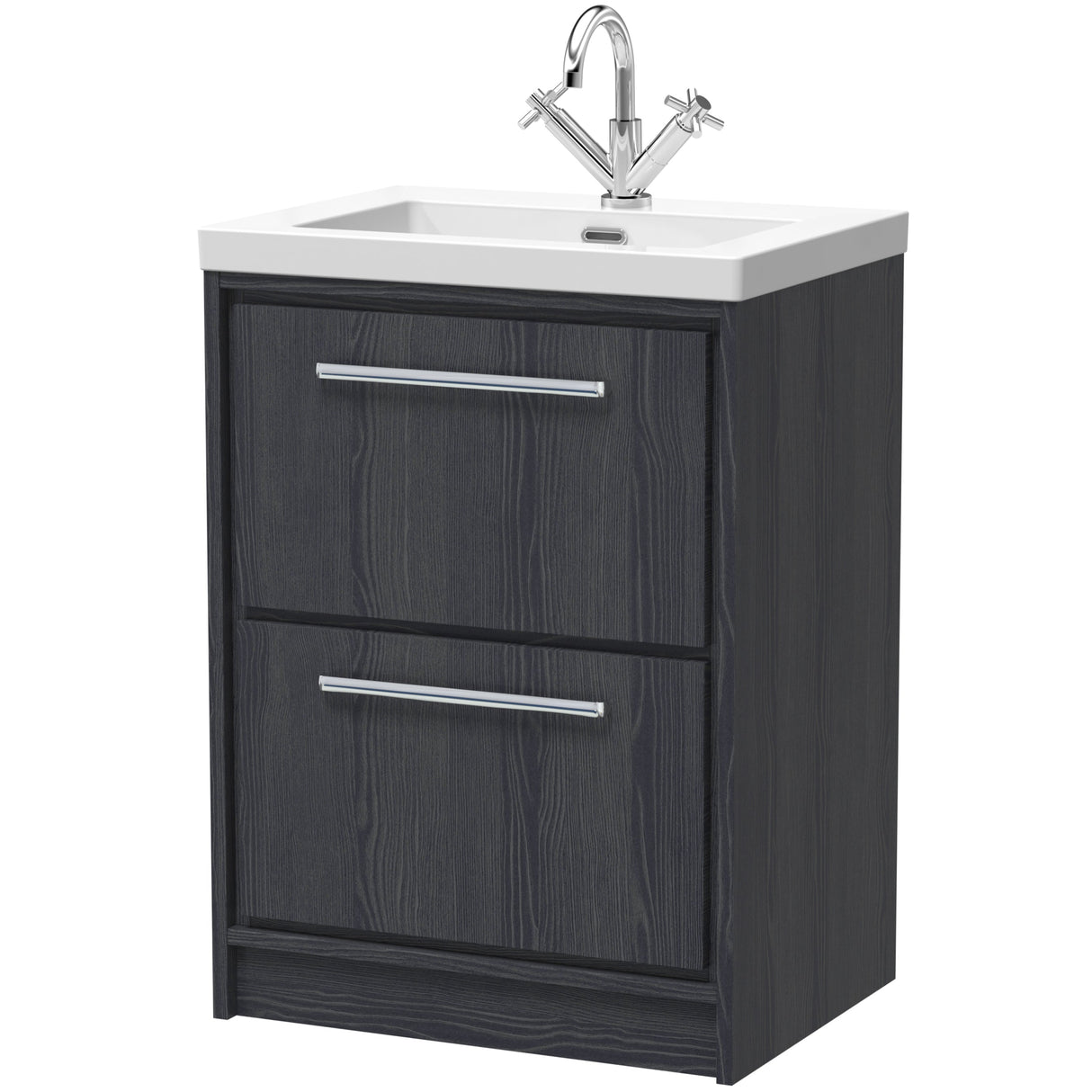 Hudson Reed Lille 600mm Freestanding 2 Drawer Vanity Unit & Basin Graphite Grey LIL2233L