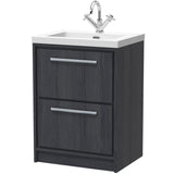 Hudson Reed Lille 600mm Freestanding 2 Drawer Vanity Unit & Basin Graphite Grey LIL2233L
