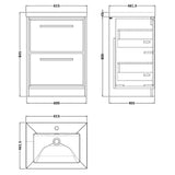 Hudson Reed Lille 600mm Freestanding 2 Drawer Vanity Unit & Basin Graphite Grey LIL2233L LD