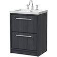 Hudson Reed Lille 600mm Freestanding 2 Drawer Vanity Unit & Basin Graphite Grey LIL2233M