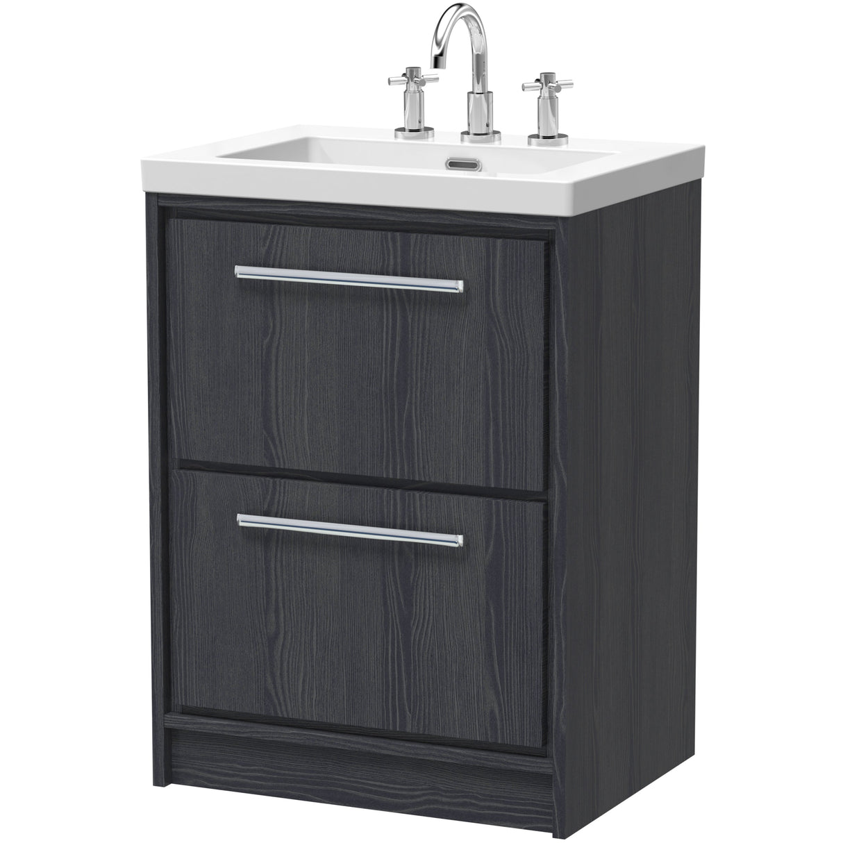 Hudson Reed Lille 600mm Freestanding 2 Drawer Vanity Unit & Basin Graphite Grey LIL2233M
