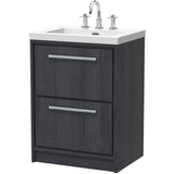 Hudson Reed Lille 600mm Freestanding 2 Drawer Vanity Unit & Basin Graphite Grey LIL2233M