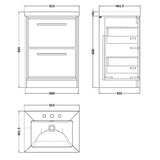 Hudson Reed Lille 600mm Freestanding 2 Drawer Vanity Unit & Basin Graphite Grey LIL2233M LD