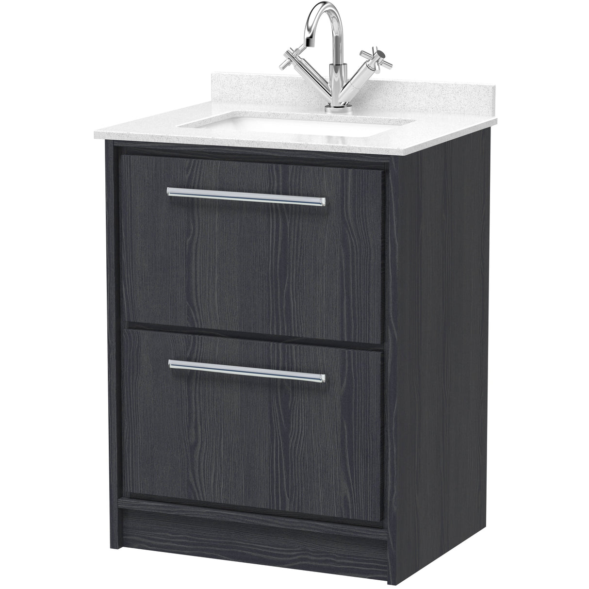 Hudson Reed Lille 600mm Freestanding 2 Drawer Vanity Unit & Basin Graphite Grey LIL2233WS1