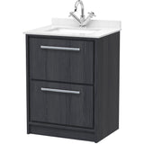 Hudson Reed Lille 600mm Freestanding 2 Drawer Vanity Unit & Basin Graphite Grey LIL2233WS1