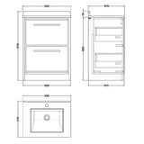 Hudson Reed Lille 600mm Freestanding 2 Drawer Vanity Unit & Basin Graphite Grey LIL2233WS1 LD
