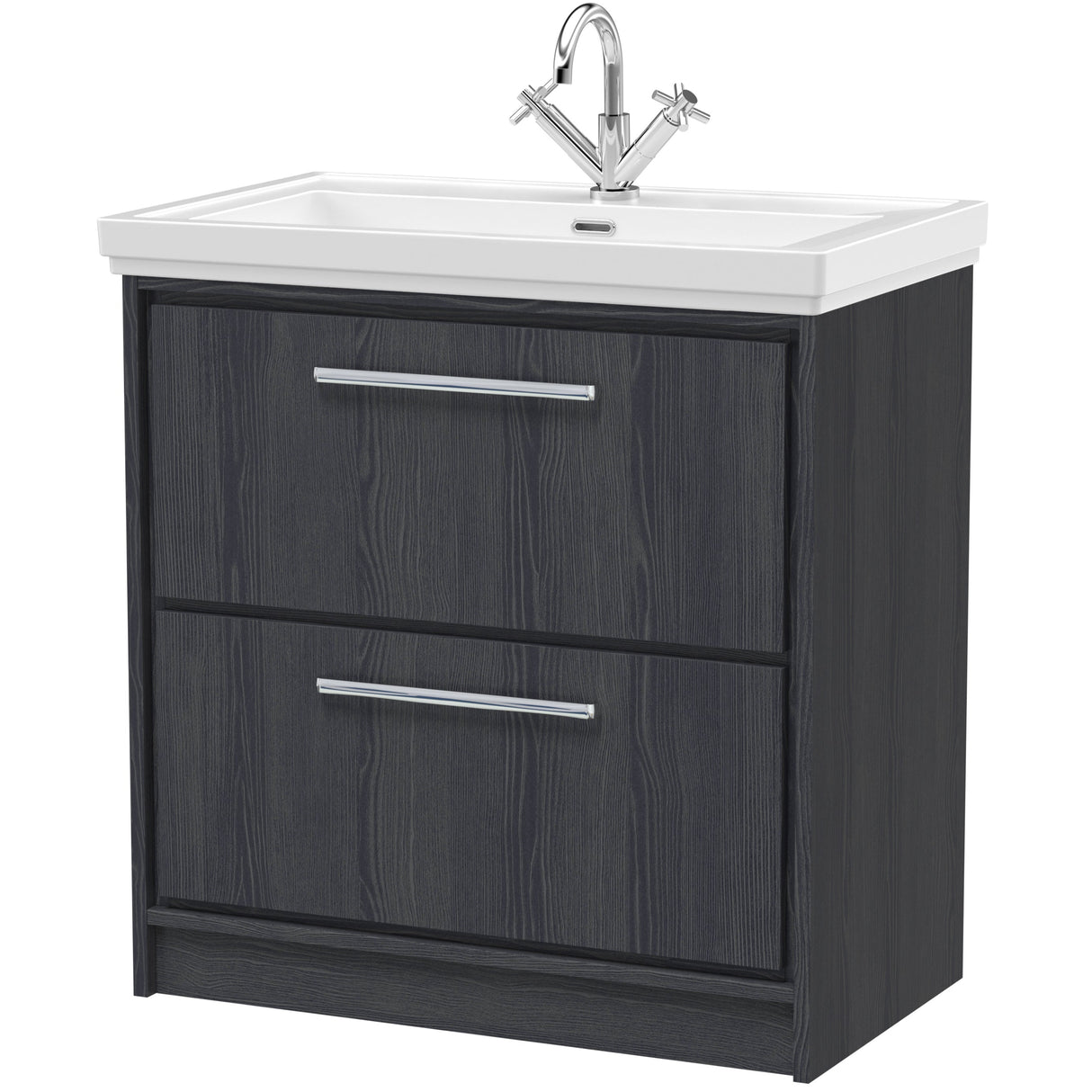 Hudson Reed Lille 800mm Freestanding 2 Drawer Vanity Unit & Basin Graphite Grey LIL2235A